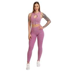 megasstic Obsidian Sport-Set, Leggings, Sport-BH, Sportbekleidung, Blickdicht, Superweich, Dehnbar, Atmungsaktiv, Schnelltrocknend, Hohe Taille, Bauchkontrolle (Rosa, S/M) von megasstic