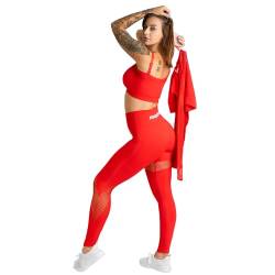 megasstic Yuna 3-Teiliges Damen-Workout-Set aus Leggings, Sport-BH, und Crop-Top, Undurchsichtig, Super Weich, Dehnbar, Atmungsaktiv, Schnelltrocknend, Hohe Taille, Bauchkontrolle von megasstic