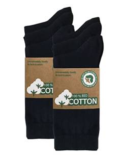 mehrstrumpf Herren & Damen 100% Bio-Anbau Socken mit Komfortbund ohne Naht (6 Paar) Schwarz 43-46 von mehrstrumpf