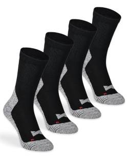 mehrstrumpf x XTREME Wandersocken Outdoor Hiking Trekking Anti-Blasen Polsterung Damen & Herren Allwetter Coolmax Atmungsaktiv (4 Paar) Schwarz 39-42 von mehrstrumpf