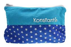 Kulturbeutel Sterne mit Namen, Kosmetiktasche personalisiert, Waschtasche, Kulturtasche, Reisebeutel, (blau Kobalt) von mein-name