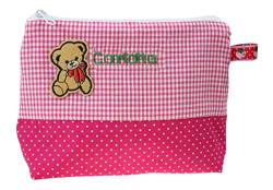 Waschtasche Teddy Bärchen Teddybär mit Namen, Kosmetiktäschchen personalisiert, Waschbeutel, Kinderbeutel, Reisebeutel, Kosmetiktasche Kinder, Farbe:pink (pink) von mein-name