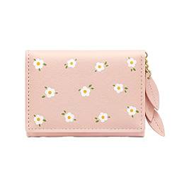 meiodtion Geldbörse Portemonnaie Damen Klein Kleine Damen Geldbörse mit Blumenmuster Multi Karten ID Tasche Damen Geldbörse Kleines Portemonnaie Damen Geldbeutel Kartenetui Damen (Pink One Size) von meiodtion