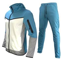 meiodtion Trainingsanzug Jogginganzug Herren Activewear für Herren Herren Pullover mit Kapuze und Reißverschluss Freizeitanzug Sportanzug Herren (Blue L) von meiodtion