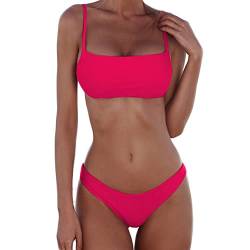 meioro Bikini Sets für Damen Push Up Tanga mit niedriger Taille Badeanzug Bikini Set Badebekleidung Beachwear(XL,Helles Rosa) von meioro