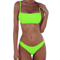 meioro Bikini Sets für Damen Push Up Tanga mit niedriger Taille Badeanzug Bikini Set Badebekleidung Beachwear(XS,Helles Grün) von meioro