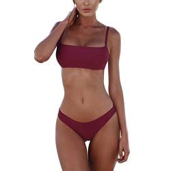 meioro Bikini Sets für Damen Push Up Tanga mit niedriger Taille Badeanzug Bikini Set Badebekleidung Beachwear (L,Lila) von meioro