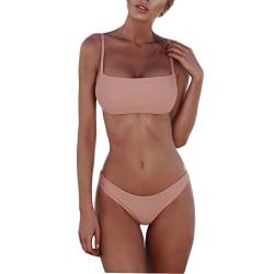 meioro Bikini Sets für Damen Push Up Tanga mit niedriger Taille Badeanzug Bikini Set Badebekleidung Beachwear (M,Rosa) von meioro