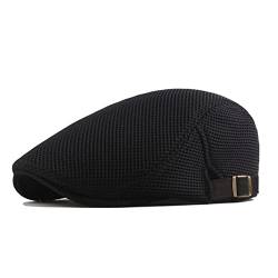 meioro Herren Mesh Schirmmütze, Atmungsaktive Sommer Newsboy Gatsby Barett Cap für Männer und Frauen, Unisex Flache Kappe Driving Schiebermütze Sportmütze Sonnenhut Flat Cap Größe 55cm-60cm (Schwarz) von meioro