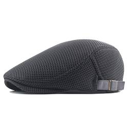 meioro Herren Mesh Schirmmütze, Atmungsaktive Sommer Newsboy Gatsby Barett Cap für Männer und Frauen, Unisex Flache Kappe Driving Schiebermütze Sportmütze Sonnenhut Größe 55cm-60cm (Dunkelgrau) von meioro