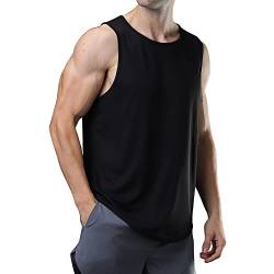 meioro Herren Mesh Tank Top, Atmungsaktives Ärmellose Shirt Angepasste Muskelshirt, Sport Rundhals Tank Tops Männer Sommer Gym Workout Funktionsshirt Bodybuilding Fitness Unterhemd(Schwarz,L) von meioro