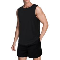 meioro Herren Mesh Tank Top, Atmungsaktives Ärmellose Shirt Angepasste Muskelshirt, Sport Rundhals Tank Tops Männer Sommer Gym Workout Funktionsshirt Bodybuilding Fitness Unterhemd(Schwarz,M) von meioro