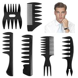 Haarkamm für Herren, 6-teilig, Frisurkamm, breiter Zahnkamm, antistatischer Afro-Haarkamm, Ölform für Männer, Friseurwerkzeug von melebellot