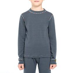 menique Kinder Langarmshirt Thermounterhemd für Mädchen und Jungen, Merinowolle, 250 g/m², Perfektes Grau, 10 Jahre von menique