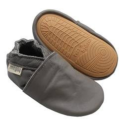 mepiq Krabbelschuhe Baby Lauflernschuhe lederpatschen Jungen Mädchen Weicher Leder Kleinkind Rutschfeste Lederschuhe 6-24 Monate,grau von mepiq