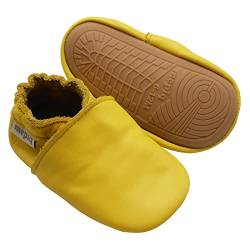 mepiq Krabbelschuhe Baby Lauflernschuhe lederpatschen Jungen Mädchen Weicher Leder Kleinkind Rutschfeste Lederschuhe 6-24 Monate Gelb von mepiq