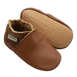 mepiq Krabbelschuhe Baby Lauflernschuhe lederpatschen Jungen Mädchen Weicher Leder Kleinkind rutschfeste Lederschuhe 6-24 Monate,braun von mepiq