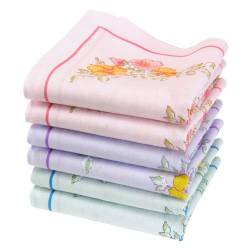 Merrysquare - Bedruckte Stofftaschentücher für Frauen - Größe 40cm x 40cm - 6 Stück - 100% Baumwolle (Anaelle) von merrysquare