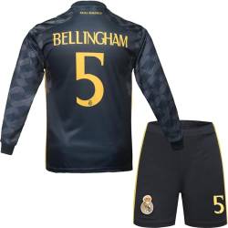 metekoc R. Madrid Bellingham #5 Auswärts Fußball Langarm Trikot und Shorts Kinder Jungengrößen (Auswärts, 24 (6-7 Jahre)) von metekoc