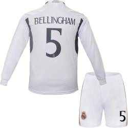 metekoc R. Madrid Bellingham #5 Heim Fußball Langarm Trikot und Shorts Kinder Jungengrößen (Weiß, 26 (8-9 Jahre)) von metekoc