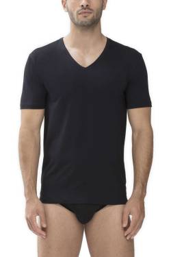 Mey Dry Cotton Regular Fit T-Shirt V-Ausschnitt schwarz, Einfarbig von mey