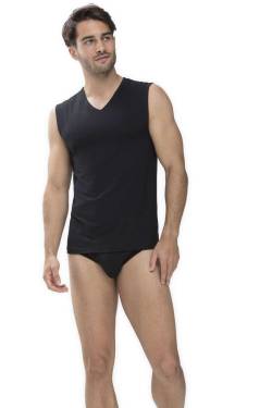 Mey Dry Cotton Regular Fit Unterhemd schwarz, Einfarbig von mey