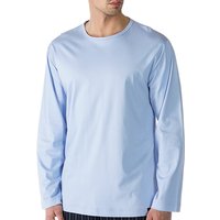 Mey Herren Longsleeve blau Baumwolle unifarben von mey