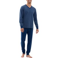 Mey Herren Pyjama blau Baumwolle Gestreift von mey