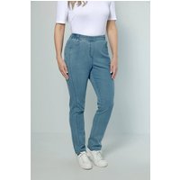 meyermode Regular-fit-Jeans Jeans Slim Fit Ziernaht 4-Pocket Elastikbund von meyermode
