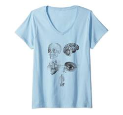 Damen Gruseliges Anatomie Menschen T-Shirt mit V-Ausschnitt von mh-artworx