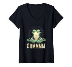 Damen ohmmm der joga Frosch T-Shirt mit V-Ausschnitt von mh-artworx