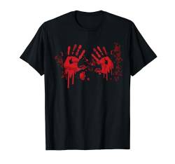 Halloween Lusitges Blutige Hände Blutspritzer Kostüm Zombie T-Shirt von mh-artworx