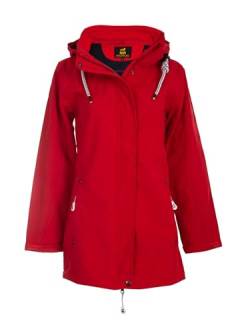 mh michael heinen Damen Softshelljacke Sylt, Funktionsjacke, Regenmantel, Regenparka, abtrennbare Kapuze, wasserfest, winddicht für Wandern Laufen red 44 von mh michael heinen