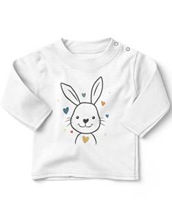 miKalino Baby/Kinder Longsleeve mit Spruch Frohe Ostern - Hase Fahrrad | Langarm Shirt für Jungen und Mädchen | Geschenkidee, Farbe:Weiss, Grösse:80-86 von miKalino