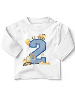 miKalino Baby/Kinder Longsleeve mit Spruch Ich Bin 2 - Baustelle Langarm Shirt für Jungen und Mädchen | Geschenkidee, Farbe:Weiss, Grösse:92-98 von miKalino