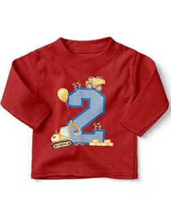 miKalino Baby/Kinder Longsleeve mit Spruch Ich Bin 2 - Baustelle Langarm Shirt für Jungen und Mädchen | Geschenkidee, Farbe:rot, Grösse:92-98 von miKalino