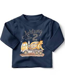 miKalino Baby/Kinder Longsleeve mit Spruch Ich Bin 2 - Betonmischer Langarm Shirt für Jungen und Mädchen | Geschenkidee, Farbe:Navy, Grösse:92-98 von miKalino