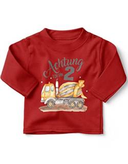 miKalino Baby/Kinder Longsleeve mit Spruch Ich Bin 2 - Betonmischer Langarm Shirt für Jungen und Mädchen | Geschenkidee, Farbe:rot, Grösse:92-98 von miKalino