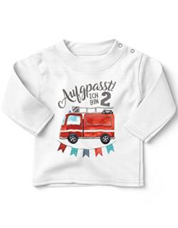 miKalino Baby/Kinder Longsleeve mit Spruch Ich Bin 2 - Feuerwehr Langarm Shirt für Jungen und Mädchen | Geschenkidee, Farbe:Weiss, Grösse:92-98 von miKalino