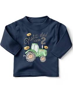 miKalino Baby/Kinder Longsleeve mit Spruch Ich Bin 2 Traktor Langarm Shirt für Jungen und Mädchen | Geschenkidee, Farbe:Navy, Grösse:92-98 von miKalino