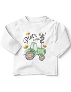 miKalino Baby/Kinder Longsleeve mit Spruch Ich Bin 2 Traktor Langarm Shirt für Jungen und Mädchen | Geschenkidee, Farbe:Weiss, Grösse:92-98 von miKalino