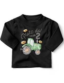 miKalino Baby/Kinder Longsleeve mit Spruch Ich Bin 2 Traktor Langarm Shirt für Jungen und Mädchen | Geschenkidee, Farbe:schwarz, Grösse:92-98 von miKalino