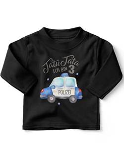 miKalino Baby/Kinder Longsleeve mit Spruch Ich Bin 3 - Polizei Langarm Shirt für Jungen und Mädchen | Geschenkidee, Farbe:schwarz, Grösse:92-98 von miKalino