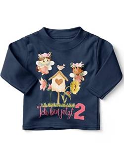 miKalino Baby/Kinder Longsleeve mit Spruch Ich Bin jetzte Zwei 2 Fee Langarm Shirt für Mädchen | Geschenkidee, Farbe:Navy, Grösse:92-98 von miKalino