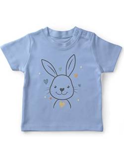 miKalino Baby/Kinder T-Shirt mit Spruch Hase mit buten Herzen | Kurzarm Shirt für Jungen und Mädchen | Geschenkidee, Farbe:Sky, Grösse:92-98 von miKalino