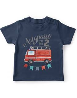 miKalino Baby/Kinder T-Shirt mit Spruch Ich Bin 2 - Feuerwehr Kurzarm Shirt für Jungen und Mädchen | Geschenkidee, Farbe:Navy, Grösse:92-98 von miKalino