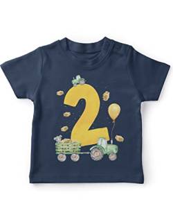 miKalino Baby/Kinder T-Shirt mit Spruch Ich Bin 2 - Traktor Kurzarm Shirt für Jungen und Mädchen | Geschenkidee, Farbe:Navy, Grösse:92-98 von miKalino