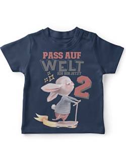 miKalino Baby/Kinder T-Shirt mit Spruch Ich Bin Eins 1 süßer Hase mit großem Herz in der Hand Kurzarm Shirt für Mädchen | Geschenkidee, Farbe:Navy, Grösse:80-86 von miKalino