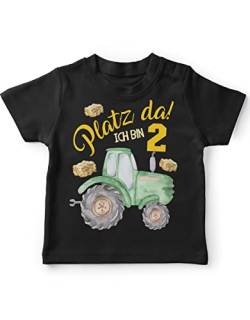 miKalino Baby/Kinder T-Shirt mit Spruch Platz Da ich Bin Zwei 2 Traktor Kurzarm Shirt für Mädchen | Geschenkidee, Farbe:schwarz, Grösse:80-86 von miKalino