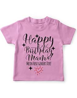 miKalino Baby/Kinder T-Shirt mit Spruch für Jungen Mädchen Unisex Kurzarm Happy Birthday Mama! Mein Herz gehört Dir! | handbedruckt in Deutschland | Handmade with Love, Farbe:rosa, Grösse:80-86 von miKalino